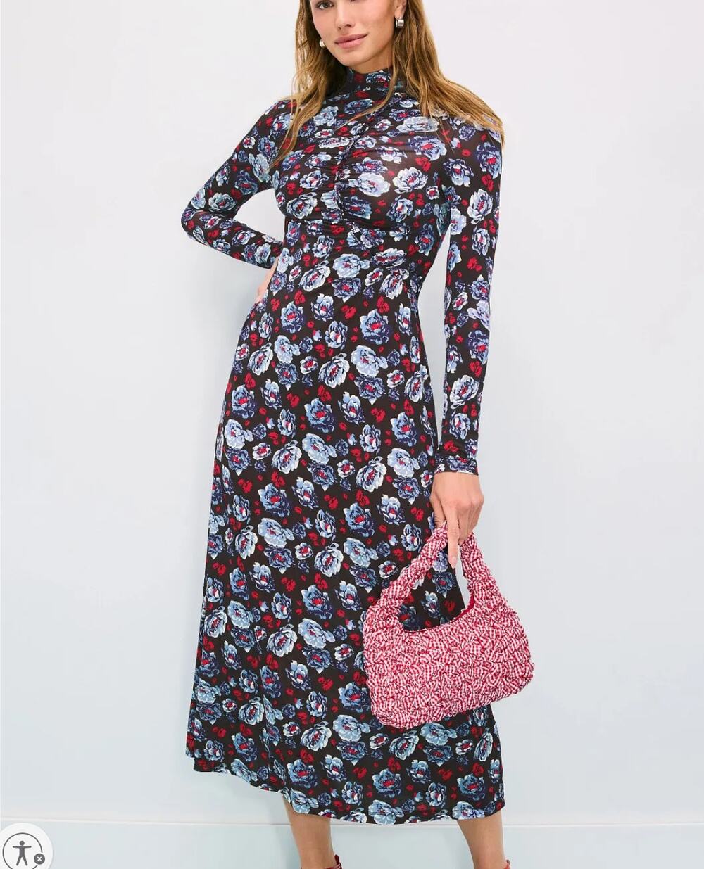Hofmann Copenhagen Floral Jersey Midi Dress SIZE 12 Long Sleeve Designer $315